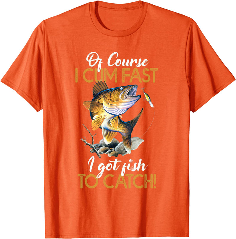 Fisherman & Fishing T-Shirts Funny Shirt "Natürlich ich komme schnell Ich habe Fische zum Fangen" [German Language] T-Shirt - Orange