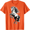 Urban Empyre Shire Horse White Equestrian Rearing T-Shirt - Straight - Orange