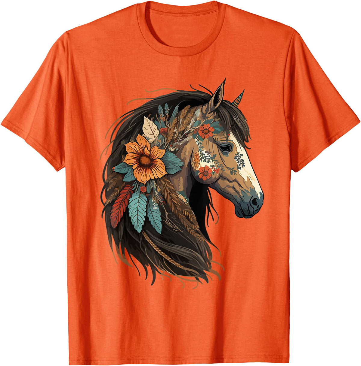 Just a girl who loves horses Co. Equestrian Horse Lover Western Cowgirl Horseback Riding T-Shirt - Orange
