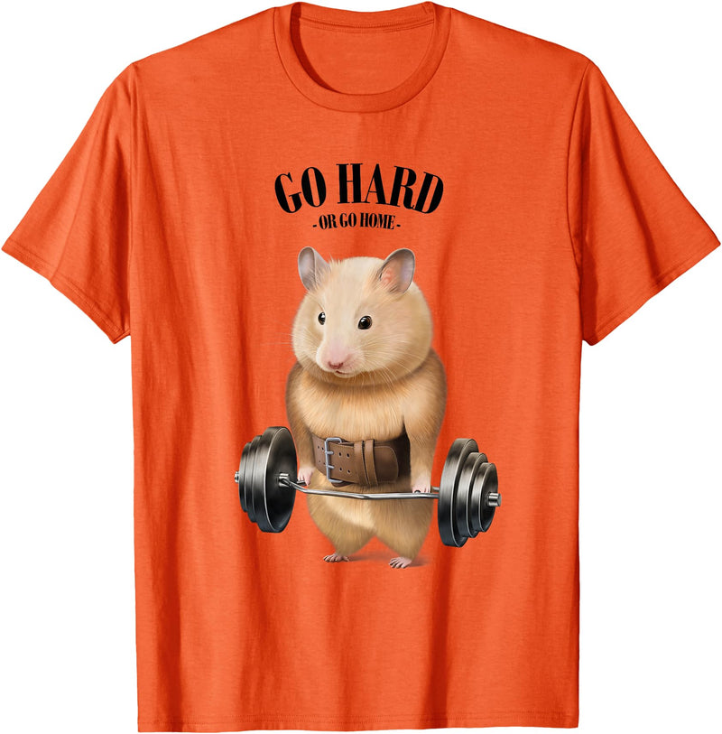 Hamster Muscle Training with Barbell Shrug Bar Fitness Gym T-Shirt - Orange