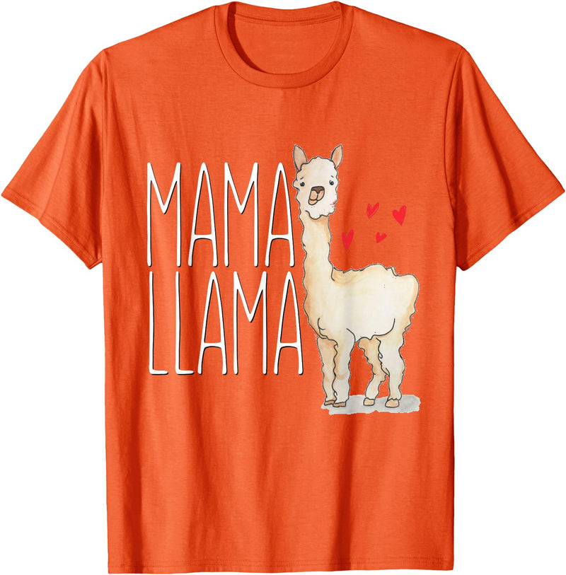 Llama Family Tees NYC Mama Llama Gift Funny Matching Family Tribe Mom Mommy Mum T-Shirt - Orange
