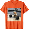 Hamster Deadlift Training Funny Cute Rat Weightlifting Meme T-Shirt - Orange