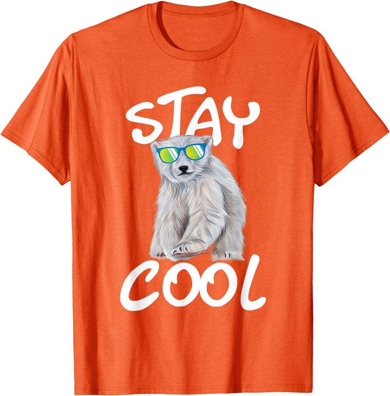 Funny Polar Bear Shirts Stay Cool - Polar Bear Cub Wildlife Zoo Animal Lover T-Shirt - Orange