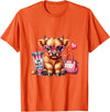 Trendy Tee's By Q One Boujee Heifer Highland Cow T-Shirt - Orange