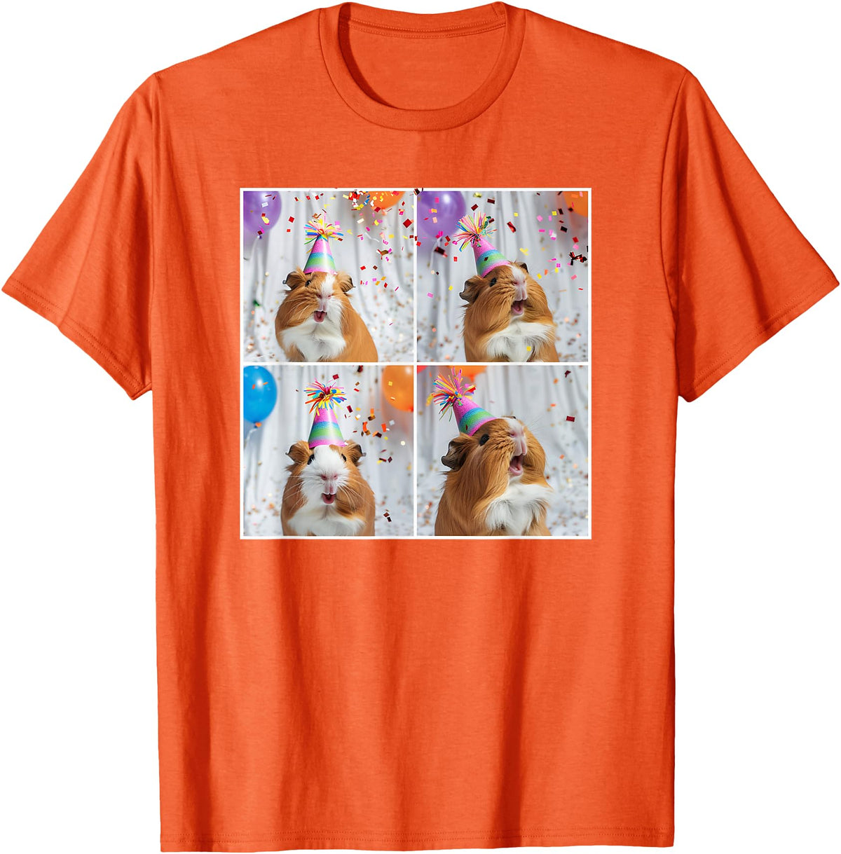 Animal Photobooth Love Guinea Pigs Men Women Kids Funny Guinea Pig Face Pet Cavy Mom Guinea Pig Birthday T-Shirt - Orange