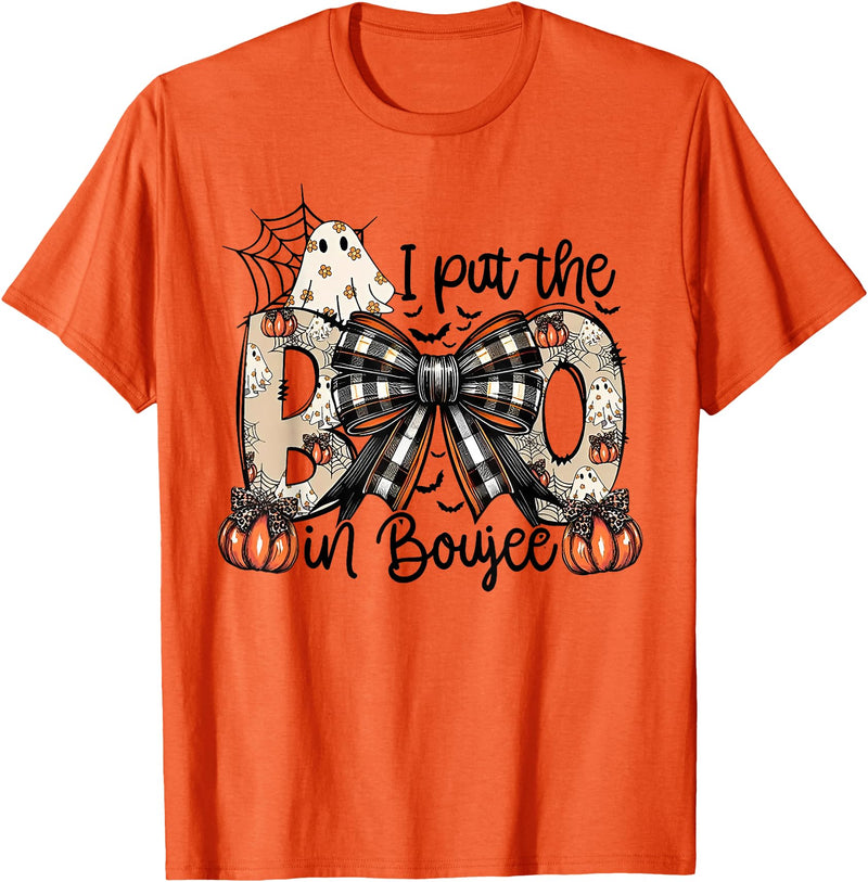 Funny I Put The In Boujee Tee Shirt I Put The In Boujee Bow Halloween T-Shirt - Orange