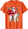 Santa Claus Riding A Polar Bear Xmas Funny Santa Claus Riding A Polar Bear Christmas Boy Girl Kids T-Shirt - Orange