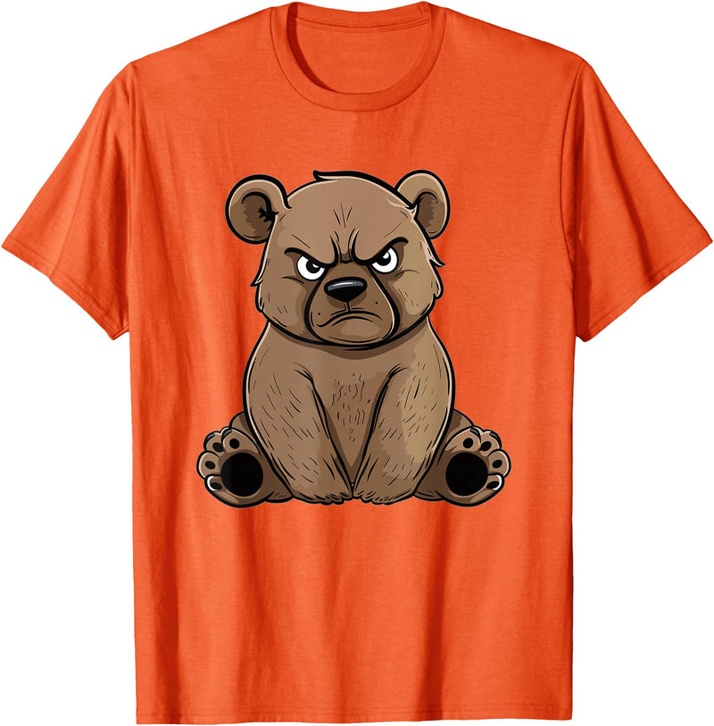 Colorful Grizzly Bear Art I Kids Grizzly Bear Grumpy Grizzly Bear T-Shirt - Orange