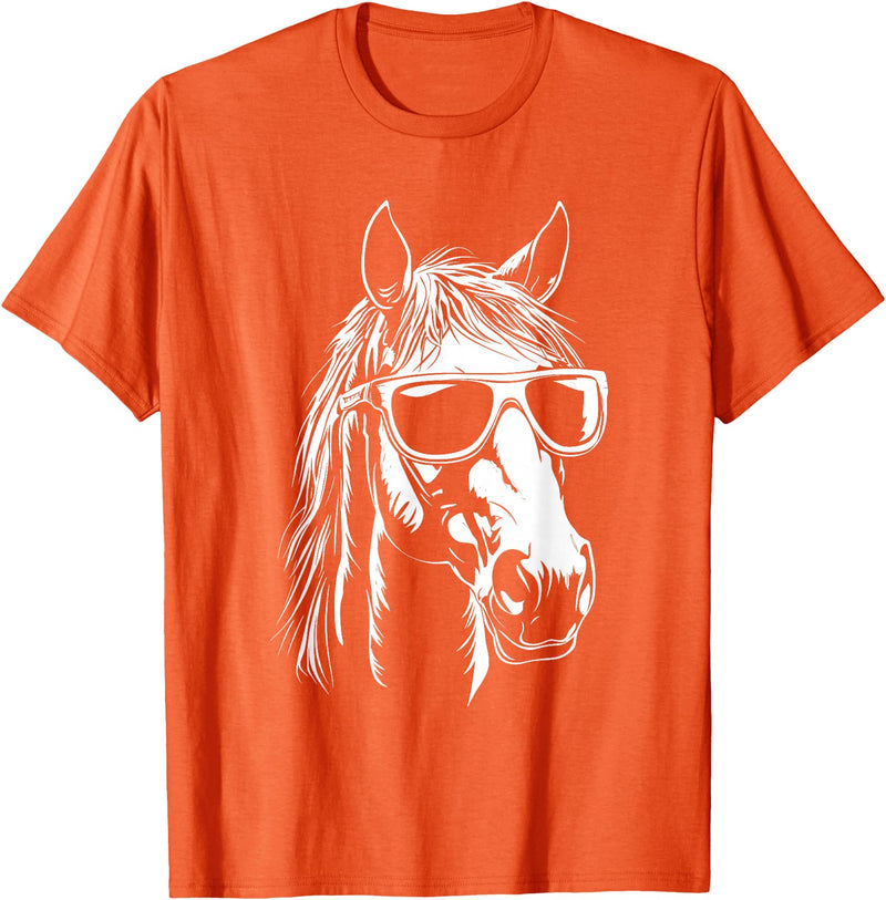 FunnyHorseCo. Funny Horse Sunglasses T-Shirt - Straight - Orange