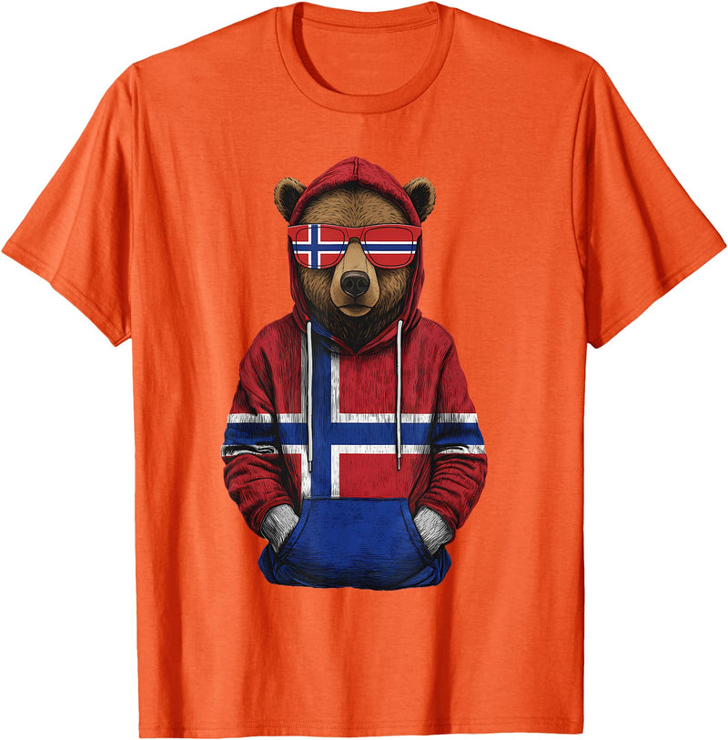 Cool Norwegian Roots Norway Norway Roots Bear Norge Norwegian Flag T-Shirt - Orange