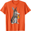 Cute Rabbit Beer Lover Bunny Graphic T-Shirt in Orange