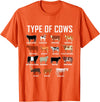 COW Designs By ShirtZilla Types of Cows Shirt Farmer Tee Shirt Costume Cow T-Shirt - Orange