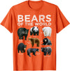 Bears of the World Creationz Eight Bears of the World Panda Polar Grizzly Black Cute T-Shirt - Orange