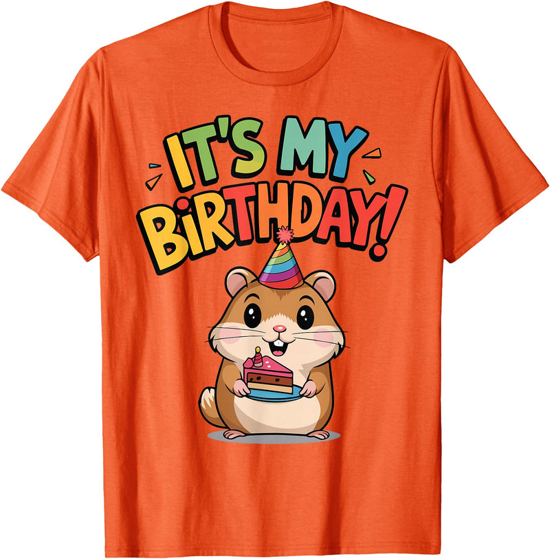 It's My Birthday Cute Hamster for Kid's Party Celebration T-Shirt - Orange