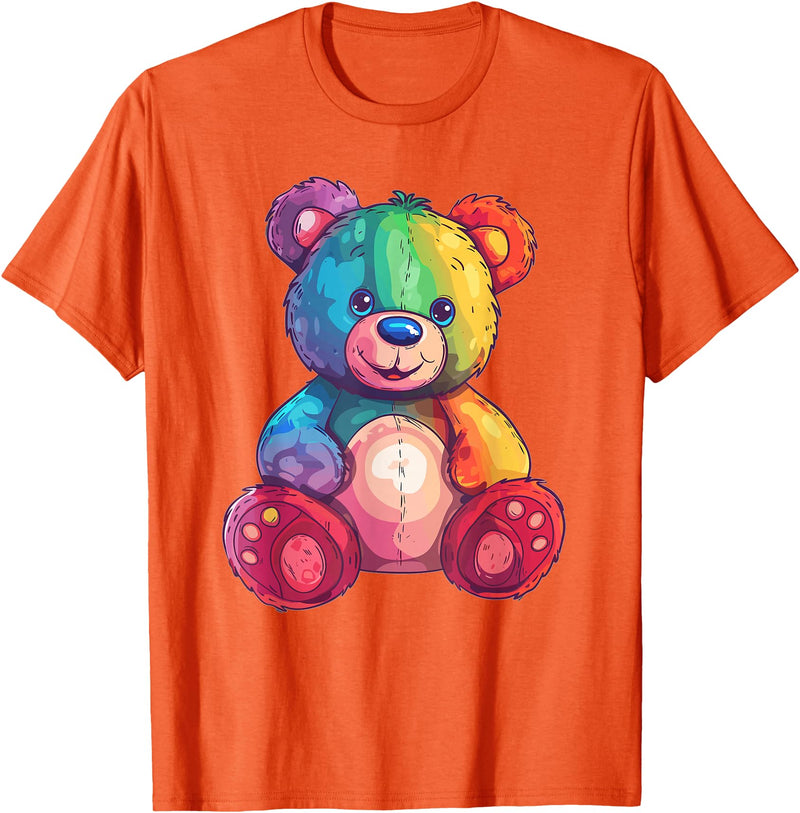 Cute Teddy Bear I Teddy Art I Kids Teddy Bear Colorful Teddy Bear T-Shirt - Orange
