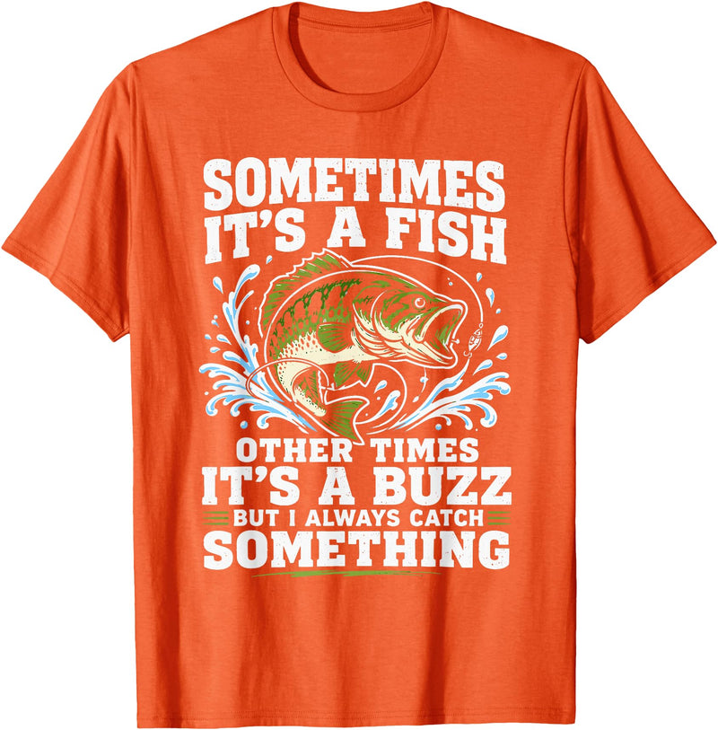 Fishing Graphic Tees Funny Bass Fishing Catch Quote T-Shirt - Orange