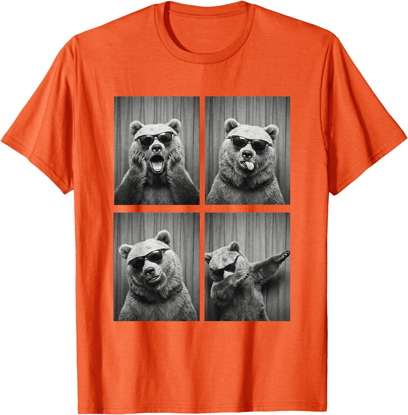Funny Bear PhotoBooth Stuff Accessories & Gifts Bear PhotoBooth Sunglasses Funny Dab Bears Lover T-Shirt - Orange