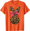 Funny Bunny Coquette Bow Rabbit Leopard Easter T-Shirt in Orange