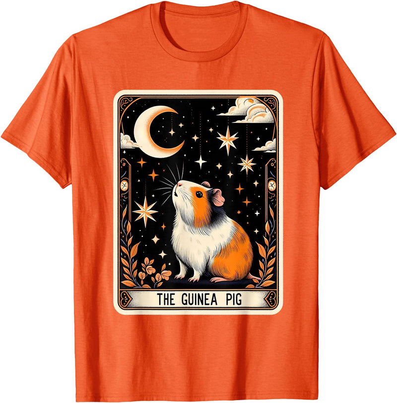 The Guinea Pig Tarot Card Women Men Kids Stars with Moon T-Shirt - Orange