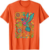 FolkFlight Design Co Bird Hummingbird Floral Folk-Art Colorful T-Shirt - Orange