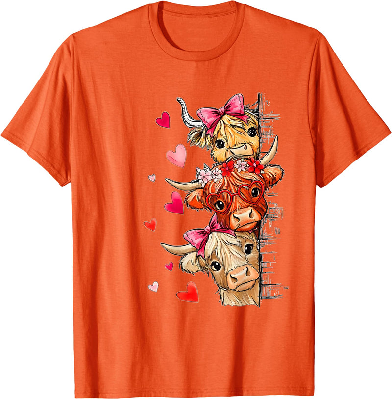 Valentine Highland Cow t -shir t Valentine Highland Cow T-Shirt - Orange