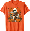 Halloween Pumpkin Ghost Autumn Leaves Graphic Cute Spooky Ghost Fall Halloween Coffee Latte Autumn Pumpkin T-Shirt - Orange