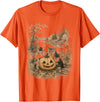 Vintage 90s Cats And Pumpkin Halloween Women Men Funny Retro 90s Kitten Black Cats and Pumpkin Halloween T-Shirt - Orange