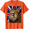 Patriotic Puppies Patriotic Roaring Lion UK Flag Distressed United Kingdom T-Shirt - Orange