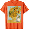 Sunflower Vase White Rabbit Fine Art Cute Bunny Lover T-Shirt in Orange