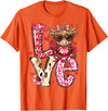 Highland Cow Valentine Tees Love Western Highland Cows Valentine Cowgirl Hat T-Shirt - Orange