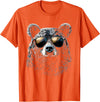 Forest Illustration Bear Art Nature Bear Wearing Sunglasses Wildlife Artwork Graphic Bear T-Shirt - Orange