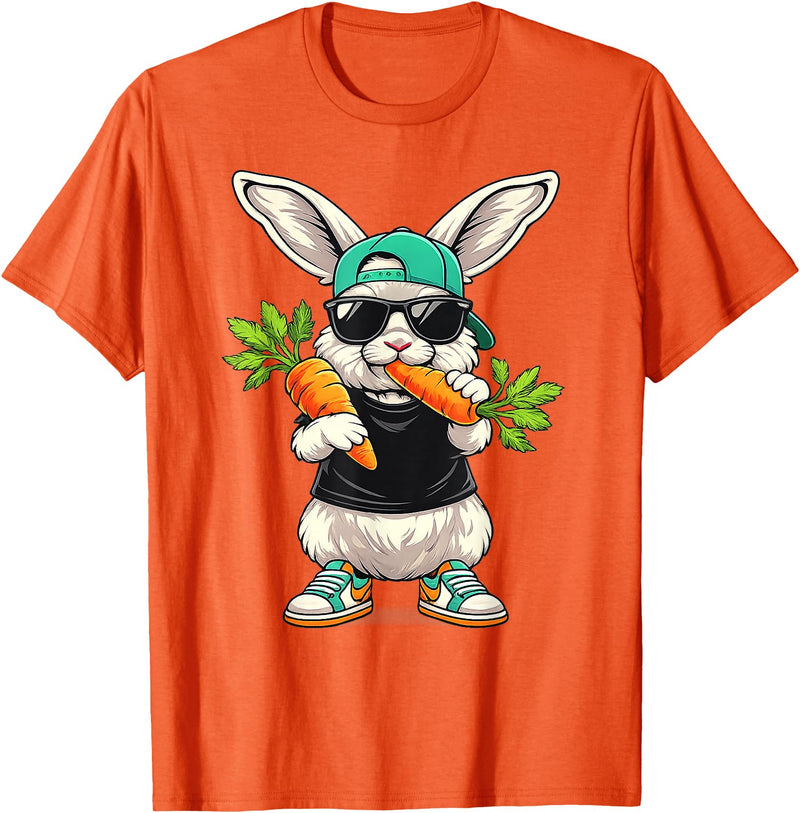 Funny Easter Bunny with Carrot Rabbit Easter Boys Kids Men T-Shirt in Orange