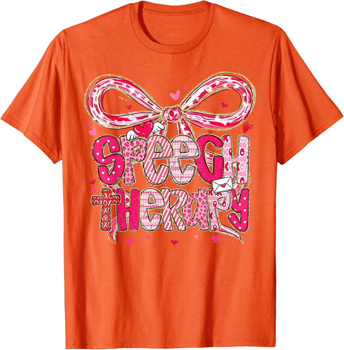 Speech Language Pathologist Valentines Day SLP Therapy T-Shirt - Orange