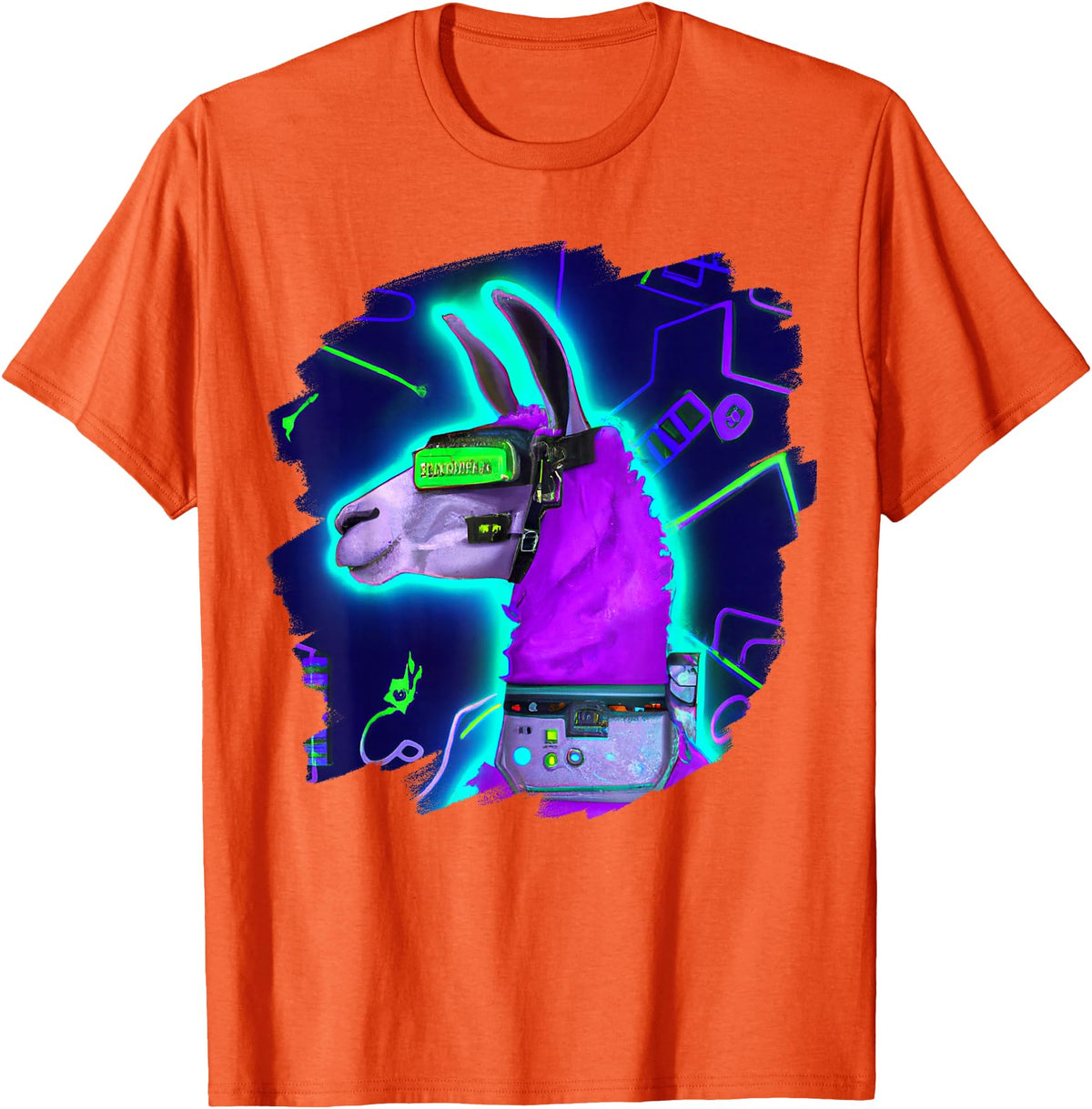 Llama Robot Cyborg Life Apparel Llama Cyborg Robot Llama Cool Artistic Retro Alpacas T-Shirt - Orange