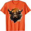 Safari Animal Art Buffalo Animal Print Portrait Bison Nature Artwork T-Shirt - Orange