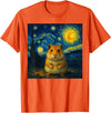 Hamster Starry Night Van Gogh Art for Men Women Kids T-Shirt - Orange
