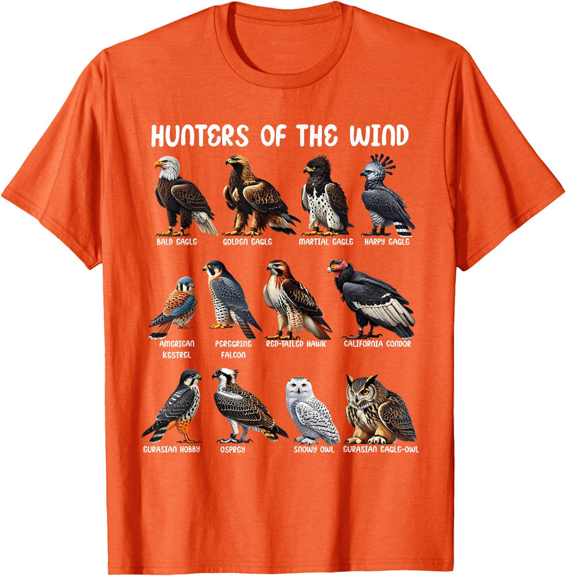 Bird Lover Hunters of the Wind Birds of Prey Falcon Owl Birding Raptors T-Shirt - Orange