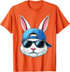 Cool Bunny Face with Sunglasses Cap Easter Kids Boys T-Shirt in Orange