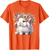 Easter Bunny with Floral Flower Crown Cute Girls Women T-Shirt in Orange