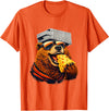 Retro Bear with Cheese for Boys Funny Animal humor Retro Bear Eating Cheese with a Grater Hat T-Shirt - Orange