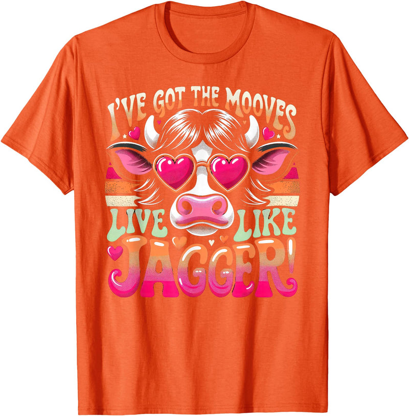 Cow's Jagger Moves: Funny Dance & Joy Cow Humor I've Got the Moves Funny Cow Like Jagger T-Shirt - Orange