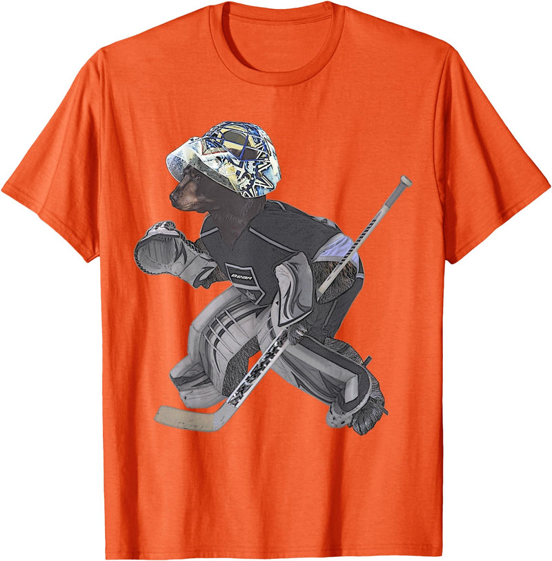 Behrbones Bear Hockey Goalie T-Shirt - Orange