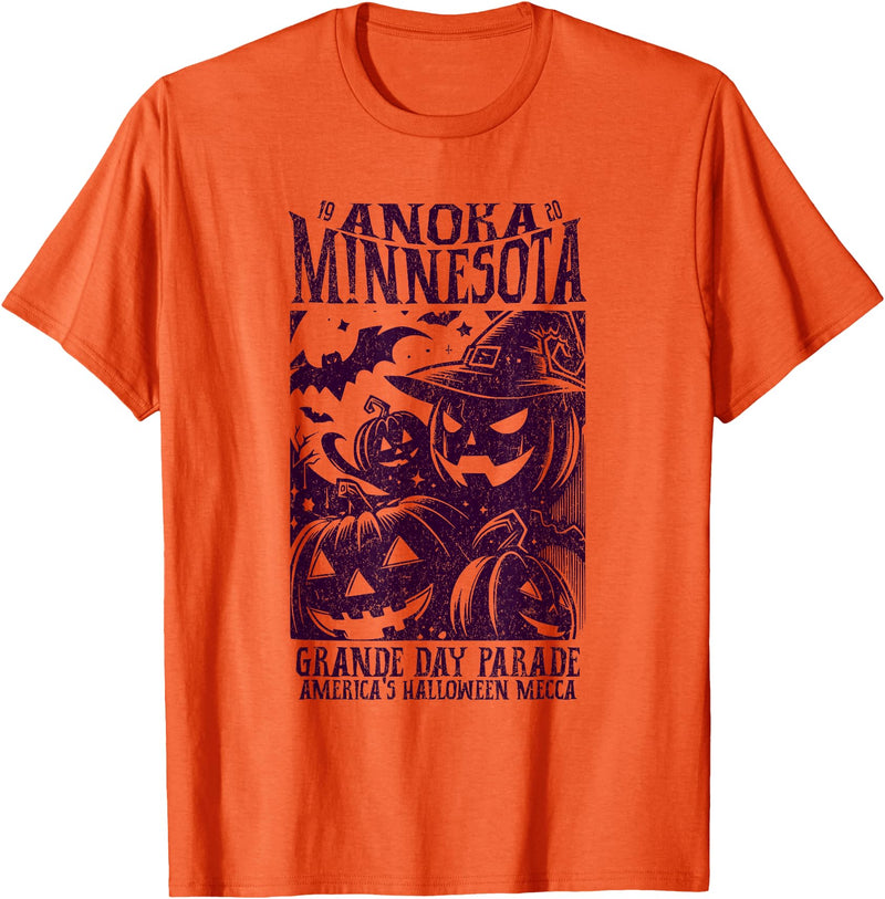 Fun Halloween Tees & Apparel Anoka Minnesota Since 1920 Grande Day Parade Halloween Mecca T-Shirt - Orange