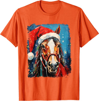 AnimalGraphicPrints Horse Christmas T-Shirt - Orange