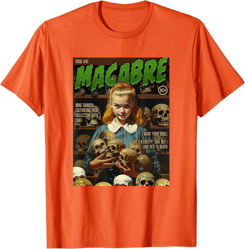 Last Gasp Graphics Skull Collector 1950s Horror Comic Cover T-Shirt - Orange