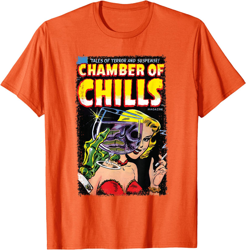 Velleity Studios Horror Comic Book Cover Chamber of Chills 19 T-Shirt - Orange