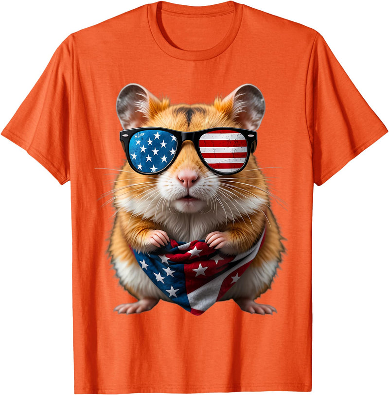 Hamster 4th Of July American Independence Day USA Patriotic T-Shirt - Orange
