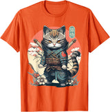 NINJA KITTEN WARRIORS Japanese Samurai Cat Tattoo, Kawaii Ninja Cat Women, Girls T-Shirt