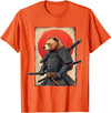 Japanese Samurai Bear Woodblock Art Samurai Brown Bear Ukiyo-e Ink Warrior Art Japanese Bear Art T-Shirt - Orange