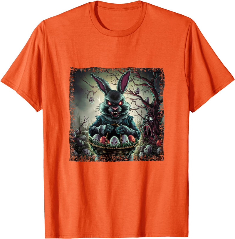 Cute Rabbit Lover Bunny Graphic T-Shirt (Kelly Green) in Orange